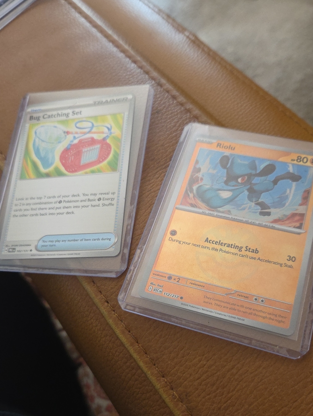 Pokémon Trading Card Sleeves - Riolu Halo & Bug Catching Set (Blue, Red, Orange)